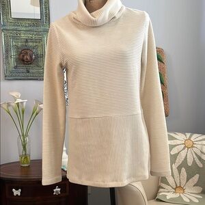 Carve Designs Cream Cowl Neck Sweatshirt with Textured Fabric